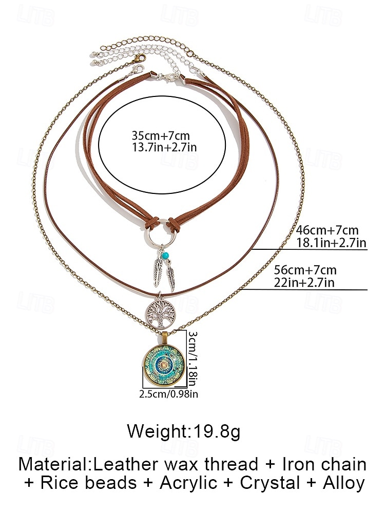 Женский комплект из многослойных ожерелий в стиле бохо – многослойные подвески от сглаза, солнца и звезд с чокером из бисера, для духовного образа, праздников и повседневной носки 2025 - $11.99 –P6