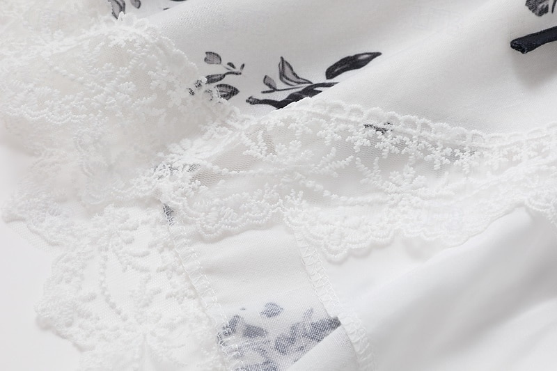 Damskie Sukienka mini Sukienka Boho Strój zachodni Moda Urlop Codzienny Wyjściowe Regularny Kwiat Długi rękaw W serek Biały Lato 2025 - $31.99 –P7