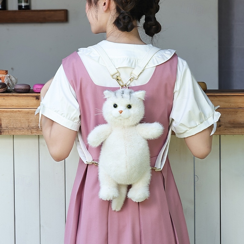 Stuffed Animals Backpack - Cute Cat plush Backpack Handcrafted Realistic Cat Shaped Backpack Idea for Birthdays Anniversaries Ordinary days Large Ragdoll Bag 2025 - $83.99 –P4