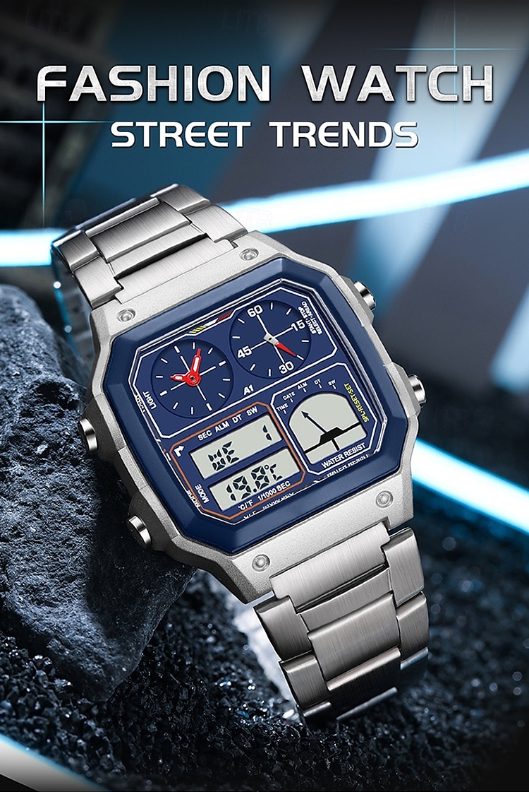 SANDA Men Digital Watch Outdoor Fashion Casual Wristwatch Luminous Stopwatch Alarm Clock Three Time Zones Steel Silicone Gel Watch 2025 - $31.99 –P7