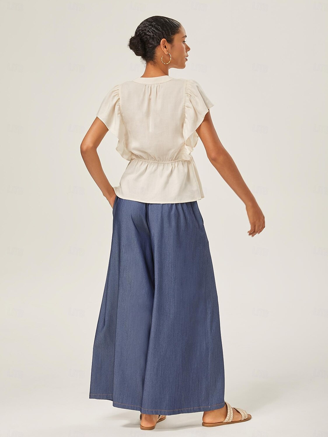 Per donna Femminile Culotte Gamba Larga Lunghezza intera Elegante Casual Casuale Blu scuro Tutte le stagioni XS S M del 2025 a $82.99 –P5