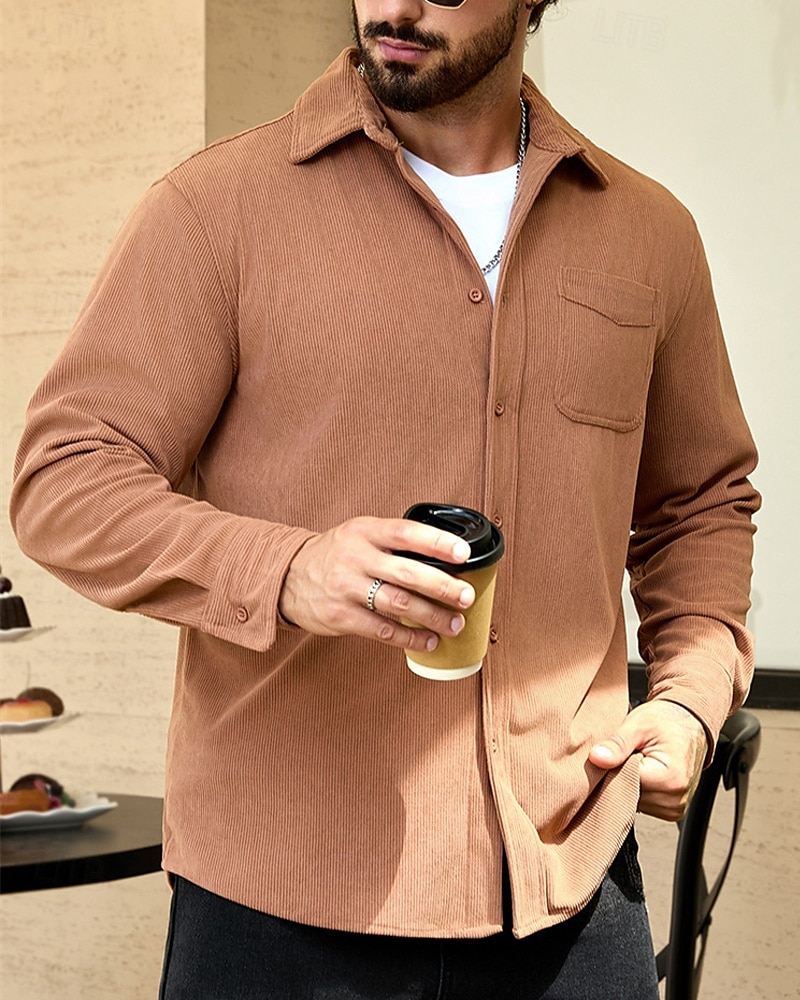 Per uomo Giacca Leggera Giacca in Velluto a Coste Giacca Casual Vacanza Quotidiano Resistente all'usura Tasca Primavera Autunno Semplice Moda Classico Bavero Regolare Nero Blu marino Cammello Marrone del 2025 a $24.99 –P5