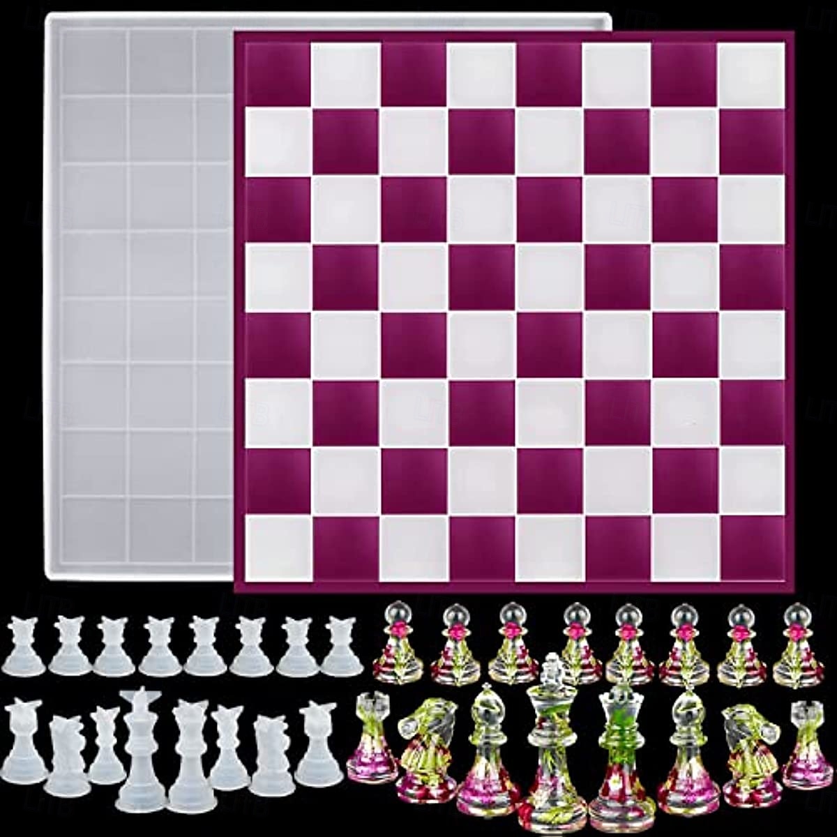 XL Large 3D Epoxy Silicone Resin Mold - 12 Full Size Checkers Chess Board Mold 2025 - $17.49 –P9