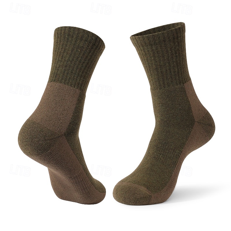 1 Pair Women's merino wool socks Hiking Socks Running Socks Sports Socks Thermal Warm Breathable Anti Blister Sweat-Wicking Winter Outdoor ankle Patchwork Wool Dark Grey Black Army Green for Running 2026 - $16.49 –P4
