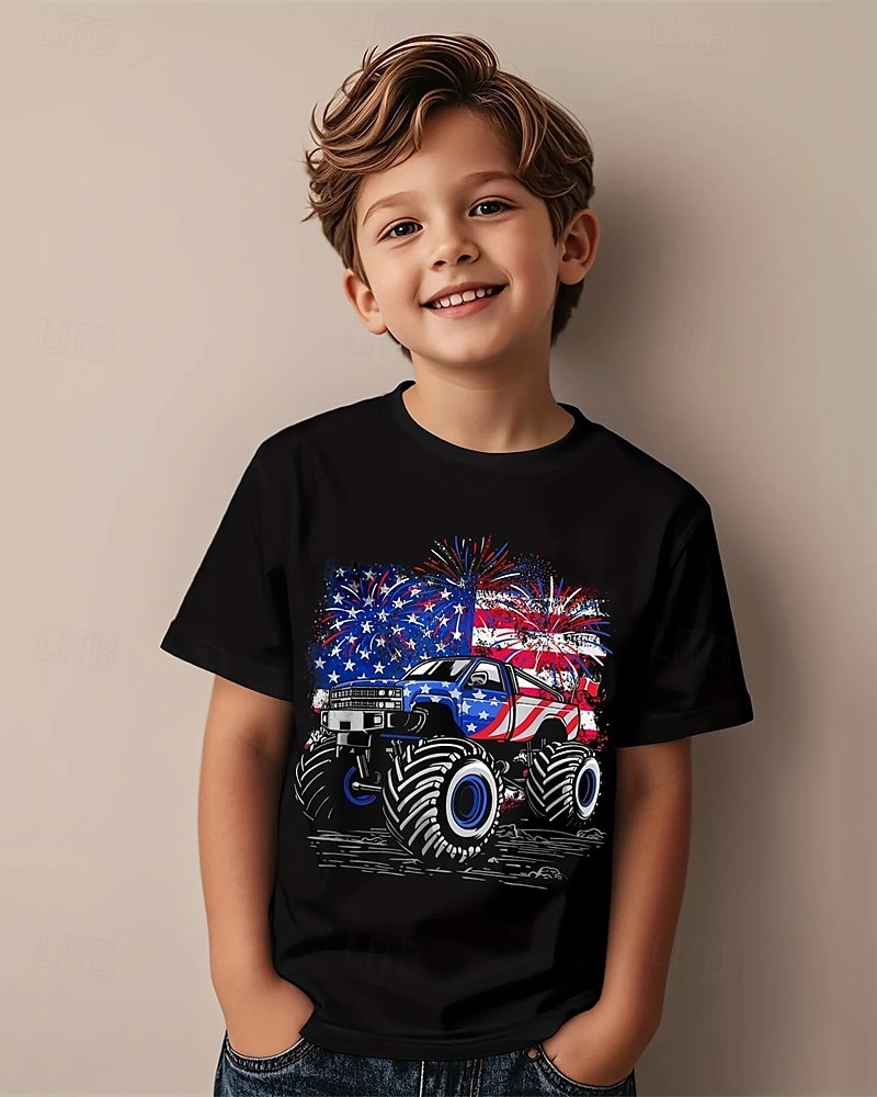 Amerikaanse Onafhankelijkheidsdag Jongens 3D Grafisch Vlag T-shirt Korte mouw Zomer Lente Modieus Basic Kinderen 4-12 jaar Strakke ronde hals Buiten Casual Dagelijks Normale pasvorm 2025 - $11.99 –P3