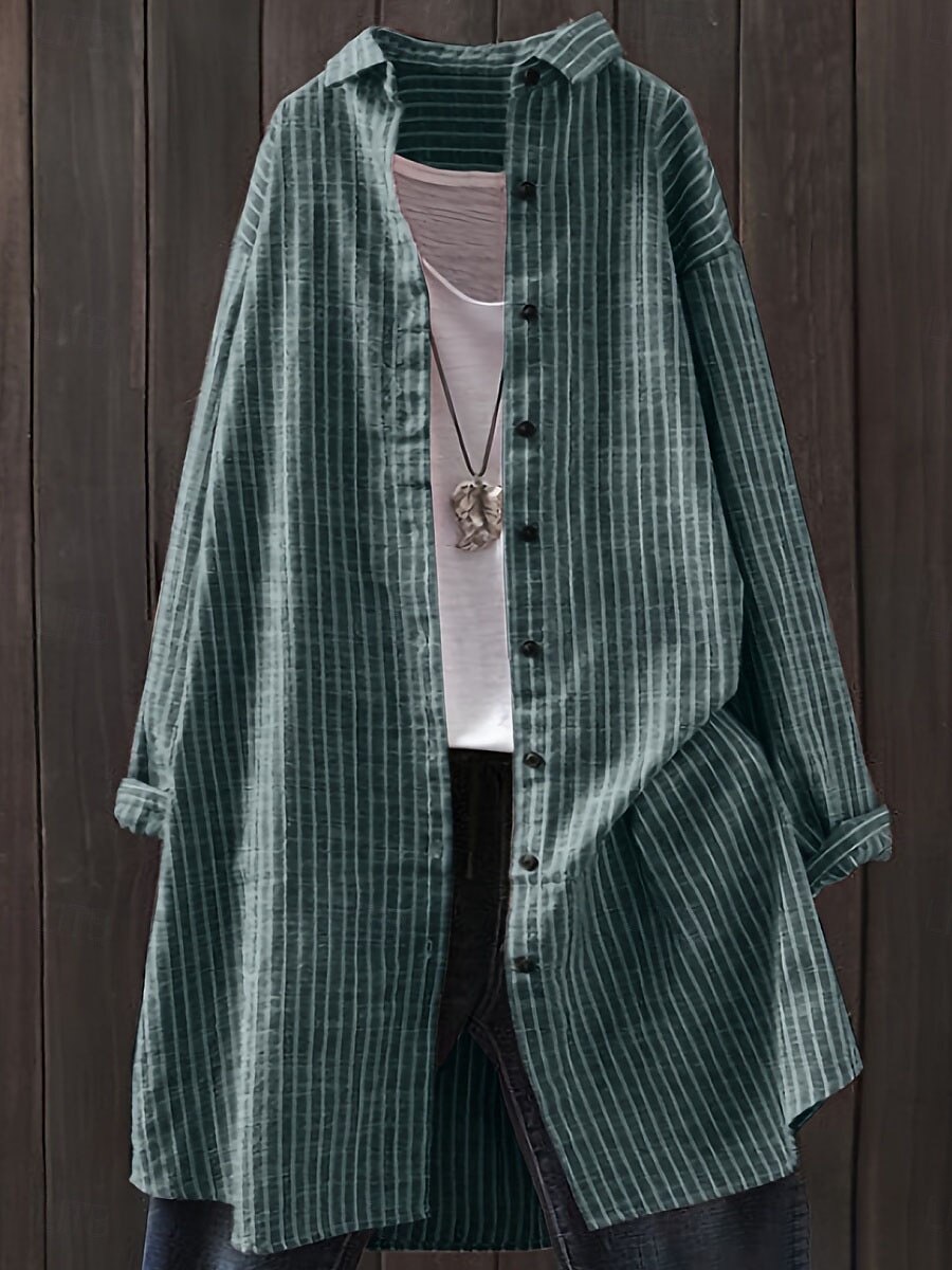 Dames Overhemdjack Vrijetijdsjas Comfortabel Ademend Knop Afdrukken Casual Ruitjes Vakantie Straat Casual Alledaagse kleding Enkele rij knopen Lang Strijkijzer Normale pasvorm Lange mouw bovenkleding 2025 - $19.99 –P4