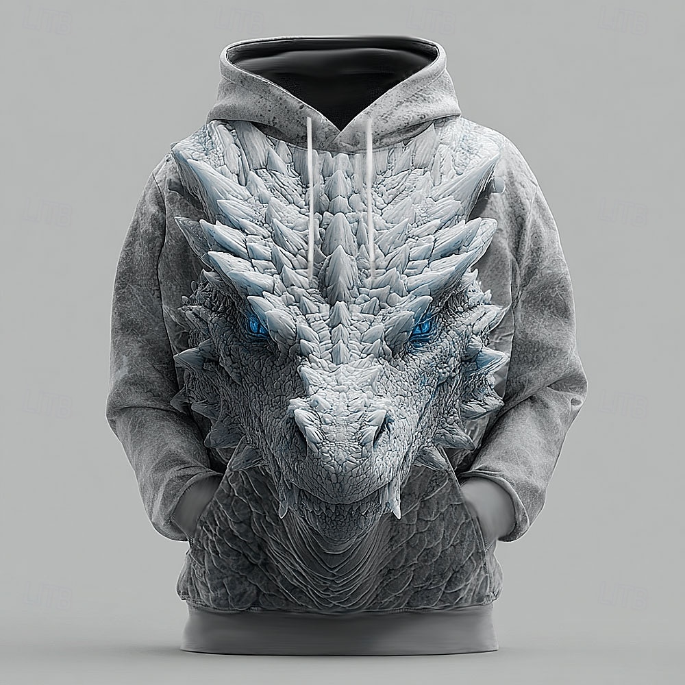 Homens Dragão Moletons Moletom Casacos Moletom com capuz Gola Redonda Legal Impressão 3D Bandagem Streetwear Vermelho Azul Com Cordão 3D Outono Inverno Designer de 2025 por $26.99 –P2