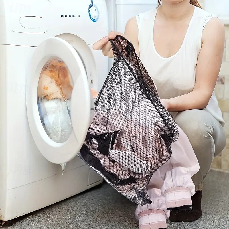 Paquete de 6 bolsas de malla de nailon duraderas con cordón, cierre de poliéster resistente a fugas, almacenamiento multiusos para comestibles, artículos deportivos, juguetes para niños, bocadillos, 2025 - $13.99 –P8