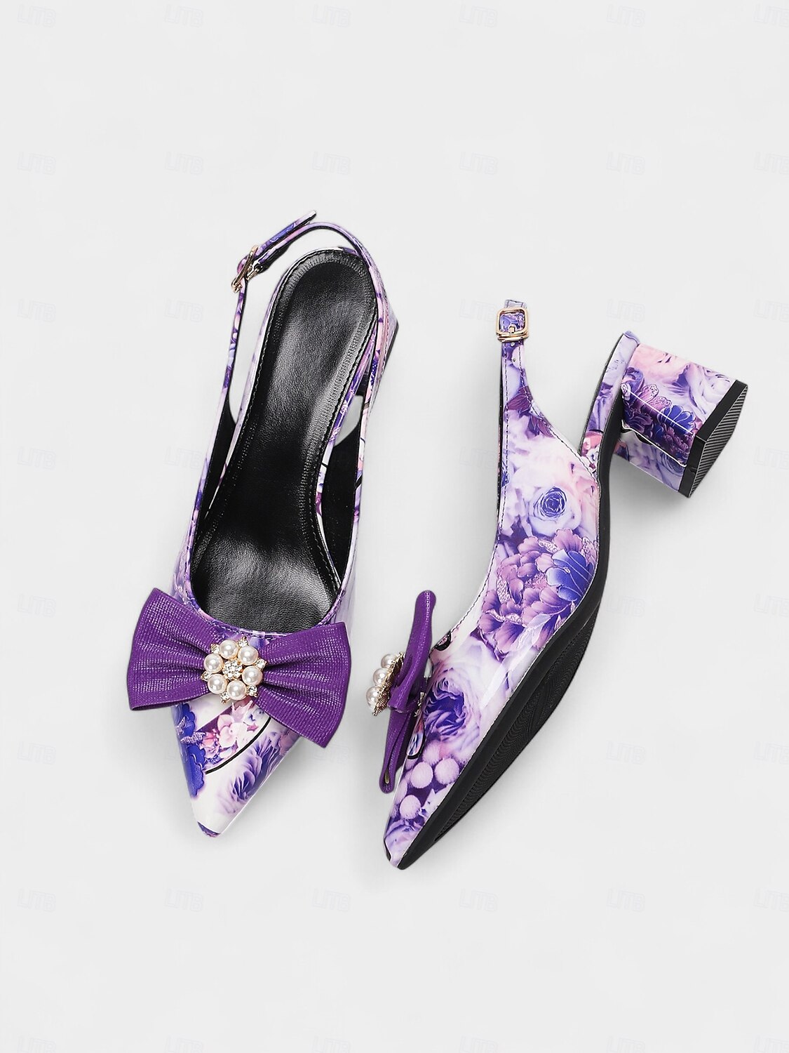 Escarpins à bride arrière fleuris pour femmes avec nœud en perles – talons carrés à bout pointu colorés pour le thé de l'après-midi, les mariages dans le jardin et les tenues d'inspiration vintage des années 1950 de 2025 ? $42.99 –P5