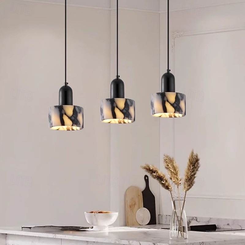 Luxury Round Natural Stone Pendant Lamp Bedroom Bedside LED Chandelier Living Room Home Hanging Lights 2026 - $249.99 –P4