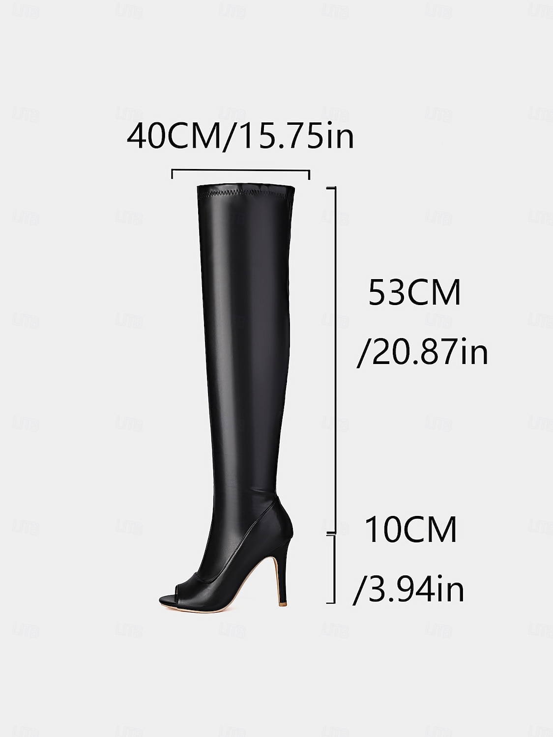 női műbőr, térdig érő, peep toe tűsarkú csizma – szexi, combközépig érő, magas sarkú csizma klubokba vagy esti partikra 2025 - $54.99 –P9