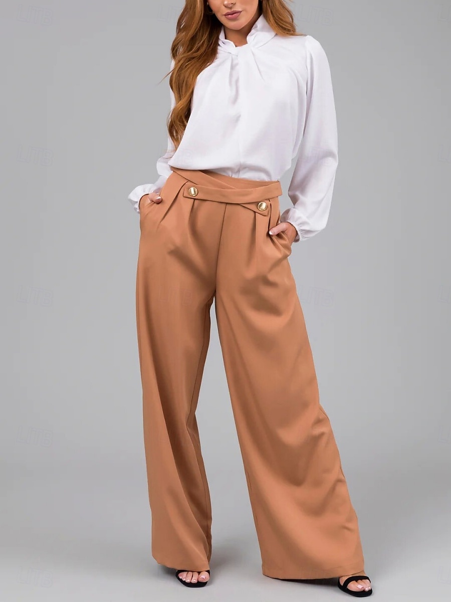 Per donna Chinos Dritto Moda Streetwear Lunghezza intera Vita Alta Semplice Tasca Comodo Morbido Confortevole Micro-elastico All'aperto Streetwear Arancione Estate Primavera Vestibilità comoda del 2025 a $29.99 –P3