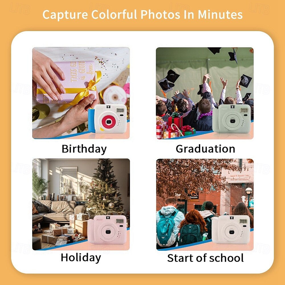 Lnstant Print Camera Kit with Mini Film Roll Built-in Flashlight Includes Felt Handbag and Album Perfect Gift for Women on Valentine's Day 2025 - $182.99 –P2