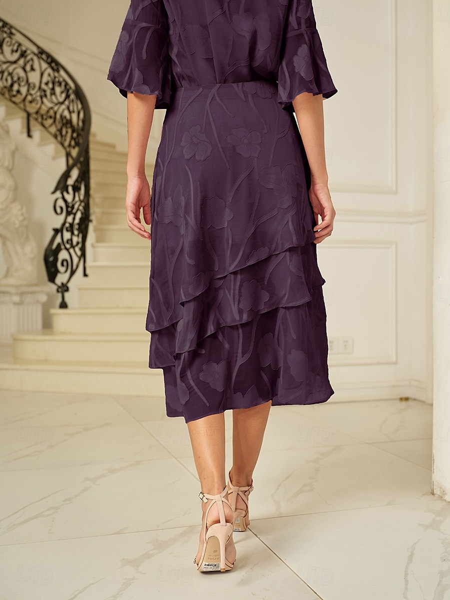 Pentru femei Fustă Elegant Midi Talie medie Fuste Floral Multistratificat Inelastic Petrecere Casual Mov Vânătă Vară Șifon 2025 - $59.99 –P3