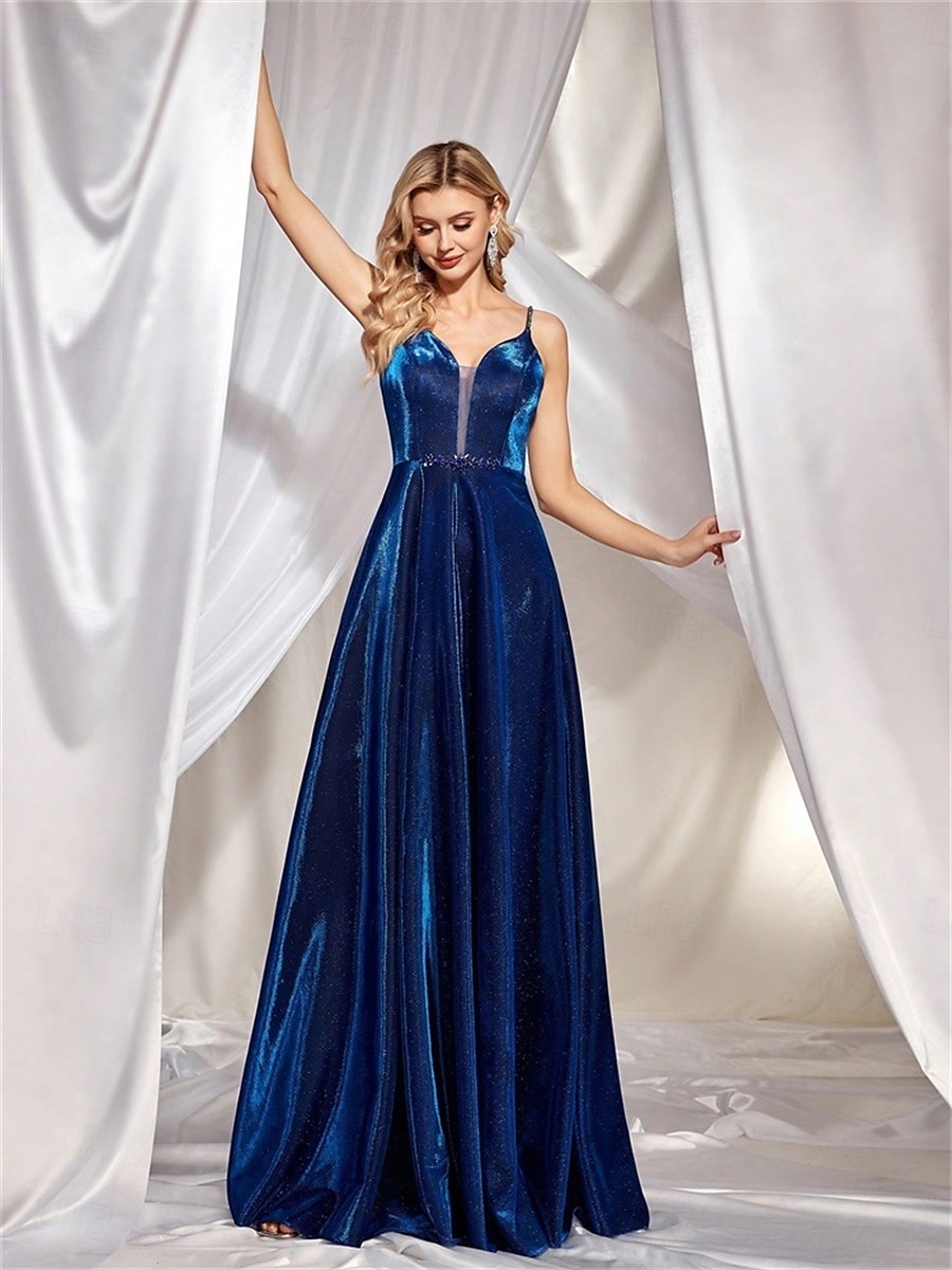 Abiti A-Line Quinceanera Elegante Abito Formale Matrimonio Lunghezza Rasa Pavimento Senza Maniche Spaghetti Strap Seta Con Pieghe del 2025 a $119.99 –P2