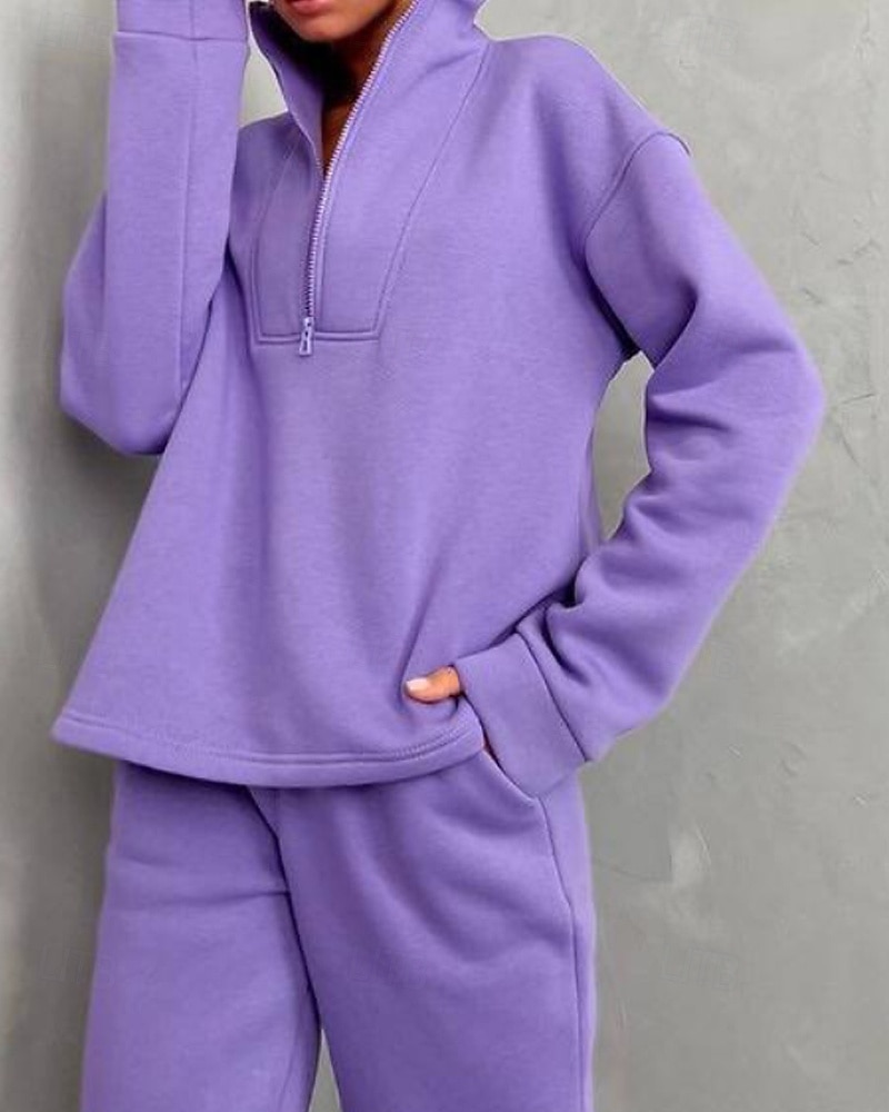 Γυναικεία Φόρμα Αθλητικές Φόρμες Φούτερ με πουλόβερ Τσέπη με φερμουάρ Μονόχρωμο Ρούχα σύνολα Φθινόπωρο Μαύρο Κίτρινο Σπαντέξ Προπόνηση Ένδυση γυμναστικής και άθλησης Τρέξιμο 2026 - $36.99 –P17