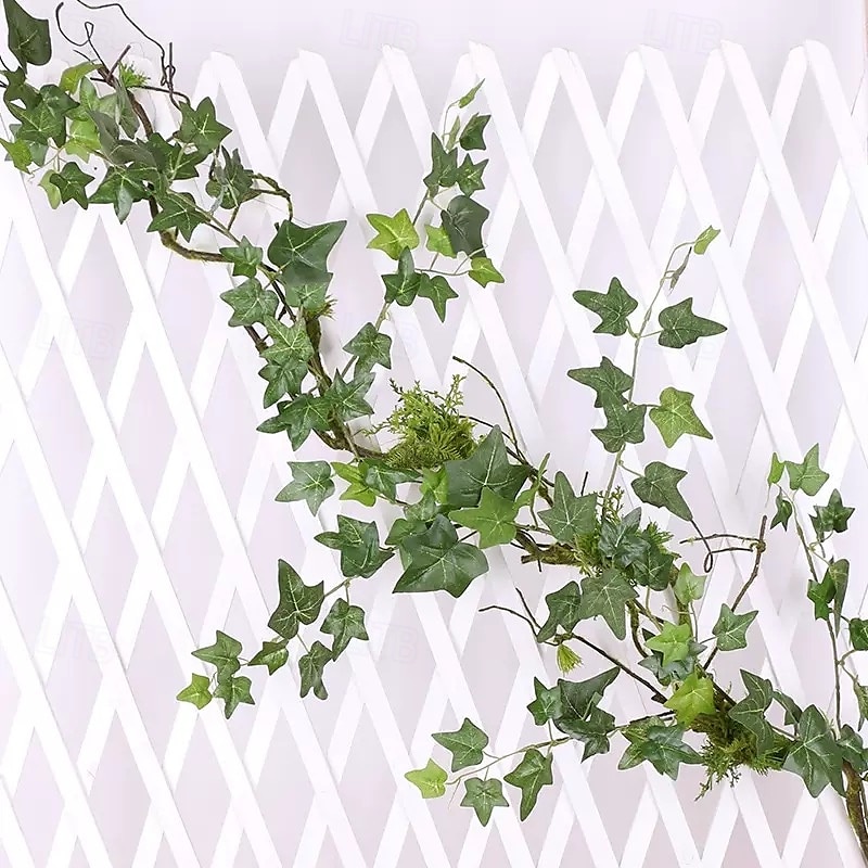 Ghirlanda di edera artificiale, foglie di vite finte, pianta verde di plastica da appendere, 2 m (78,7") per la decorazione delle pareti dei ristoranti, vite con foglie finte per la decorazione di del 2025 a $15.49 –P6
