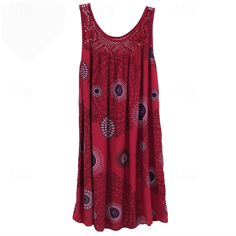 Damen Langes Kleid Maxikleid Freizeitkleid Schwingkleid Sommerkleid Unterkleid Mode Modern Täglich Strand Wochenende Normale Passform Grafik Ärmellos Rundhalsausschnitt Schwarz Weiß Gelb Wein Sommer 2025 - $20.99 –P13