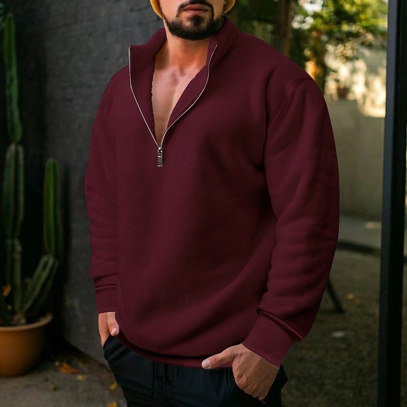 Homme Sweats à capuche zippés Sweat à capuche en polaire Abricot Rouge vin Noir Blanche Rouge Col montant Uni Quart de zip Sport & Loisir Occasionnel Quotidien Streetwear Frais Vêtements de sport de 2025 ? $26.99 –P4