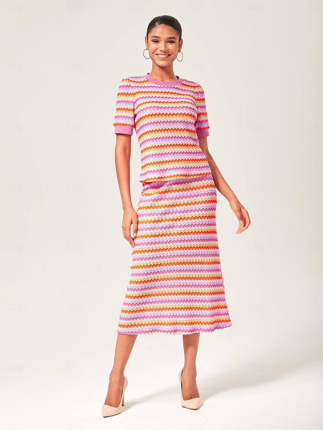 oransje stretch-topp med fargeblokker 2025 - $41.99 –P3