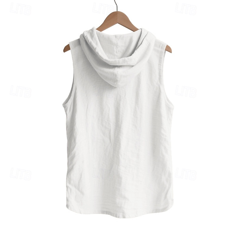 Herren Tank Top Weste Unterhemd Ärmelloses Shirt Ärmellos Mit Kapuze Sommer Einfach Mode Designer Basic Knöpfe Urlaub Straße Ausgehen Schwarz Weiß Gelb Top T-Shirt für Herren 2025 - $17.99 –P8