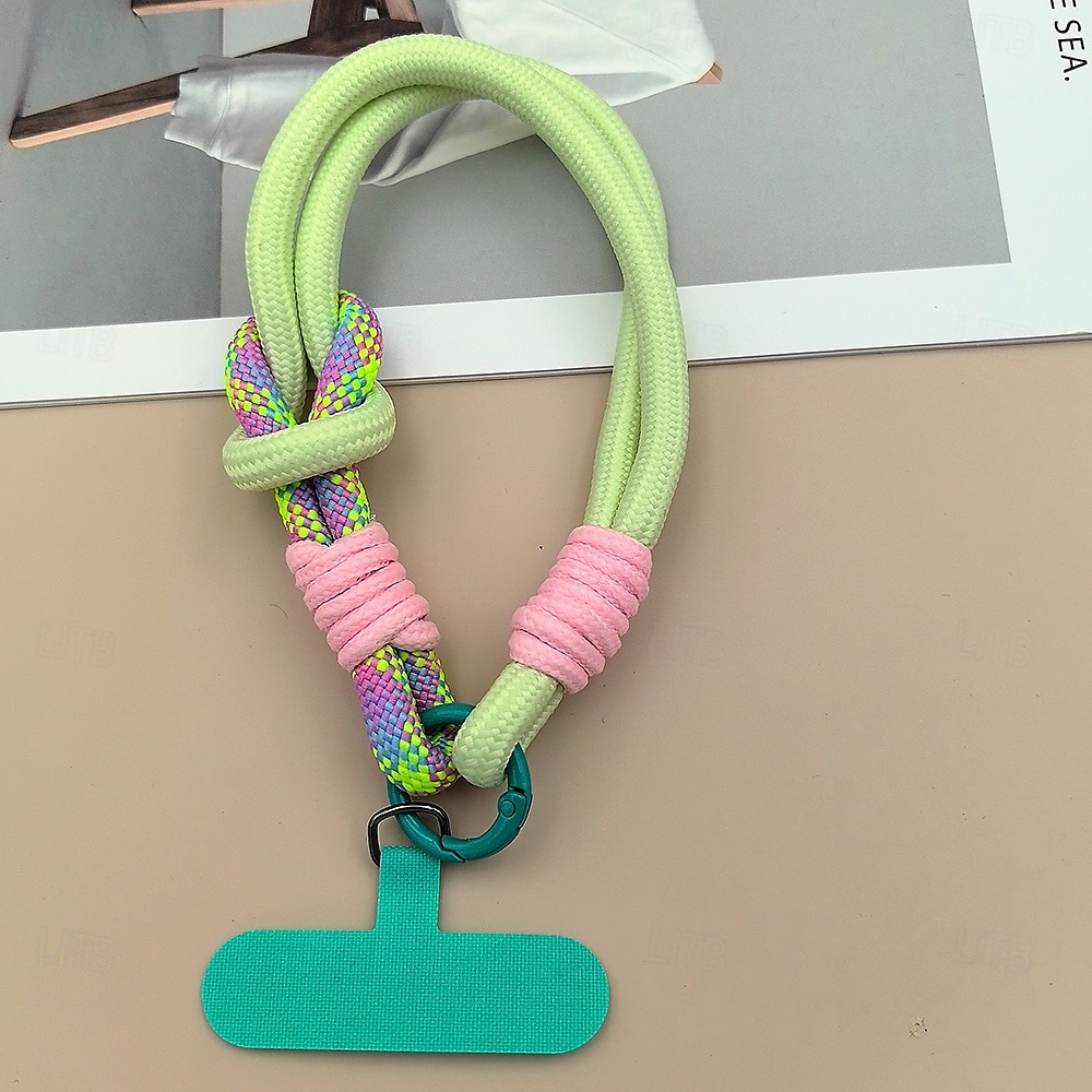 Cuerda corta de moda de dos pliegues a juego con colores, cuerda corta de muñeca simple, cuerda colgante de doble capa, firme y resistente, antirroturas y anticaídas, cuerda para colgar teléfonos 2025 - $11.99 –P8
