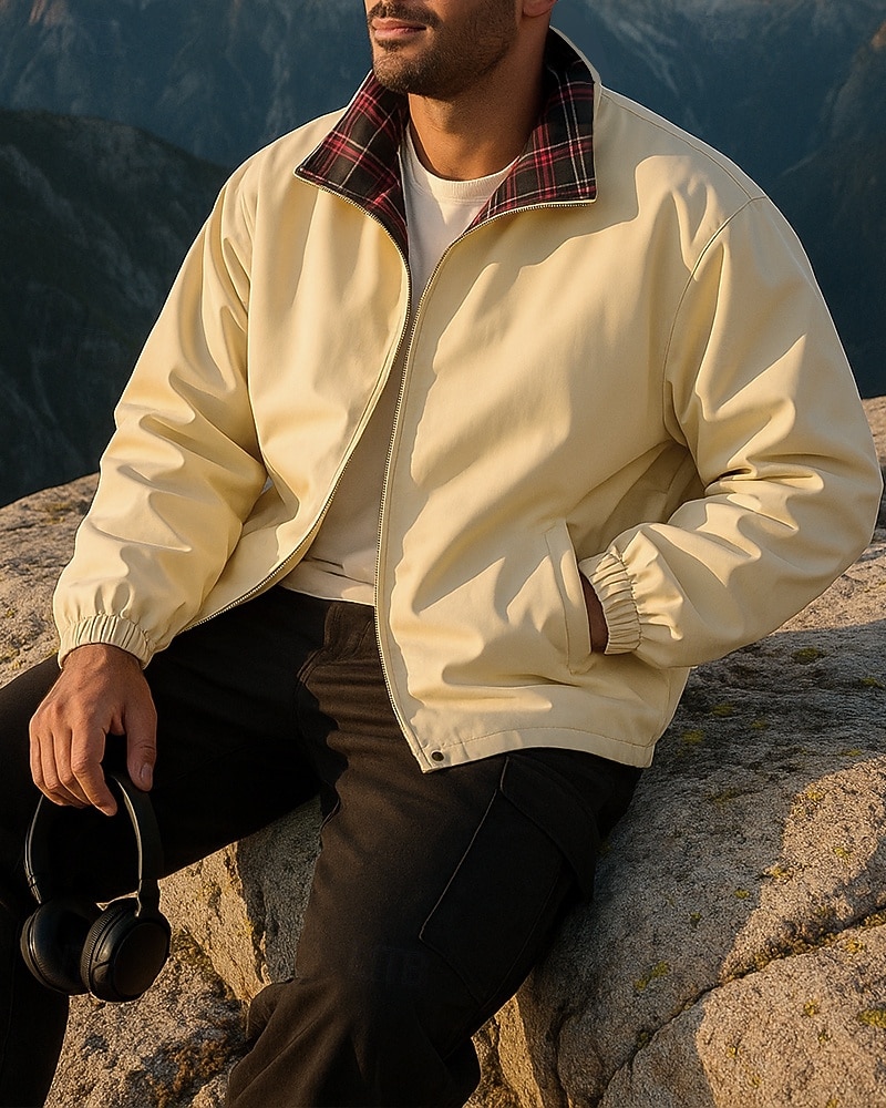 Voor heren Buitenjas Wandeljack Buiten Zonbescherming Sneldrogend Lichtgewicht UV-koeling Wandeloutfits Wandelkleding Lente Herfst Jack Tennis Golf Hardlopen Effen Kleur Lichtgeel Zwart Hemelsblauw 2025 - $55.99 –P3