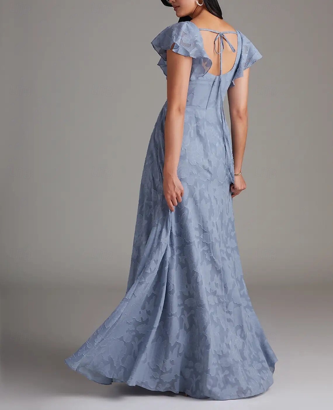 A-linje Bridesmaid Klänning Scoophals Ärmlös Elegant Golvlängd Chiffon med Volanger  Delad Framsida 2025 - $156.99 –P2