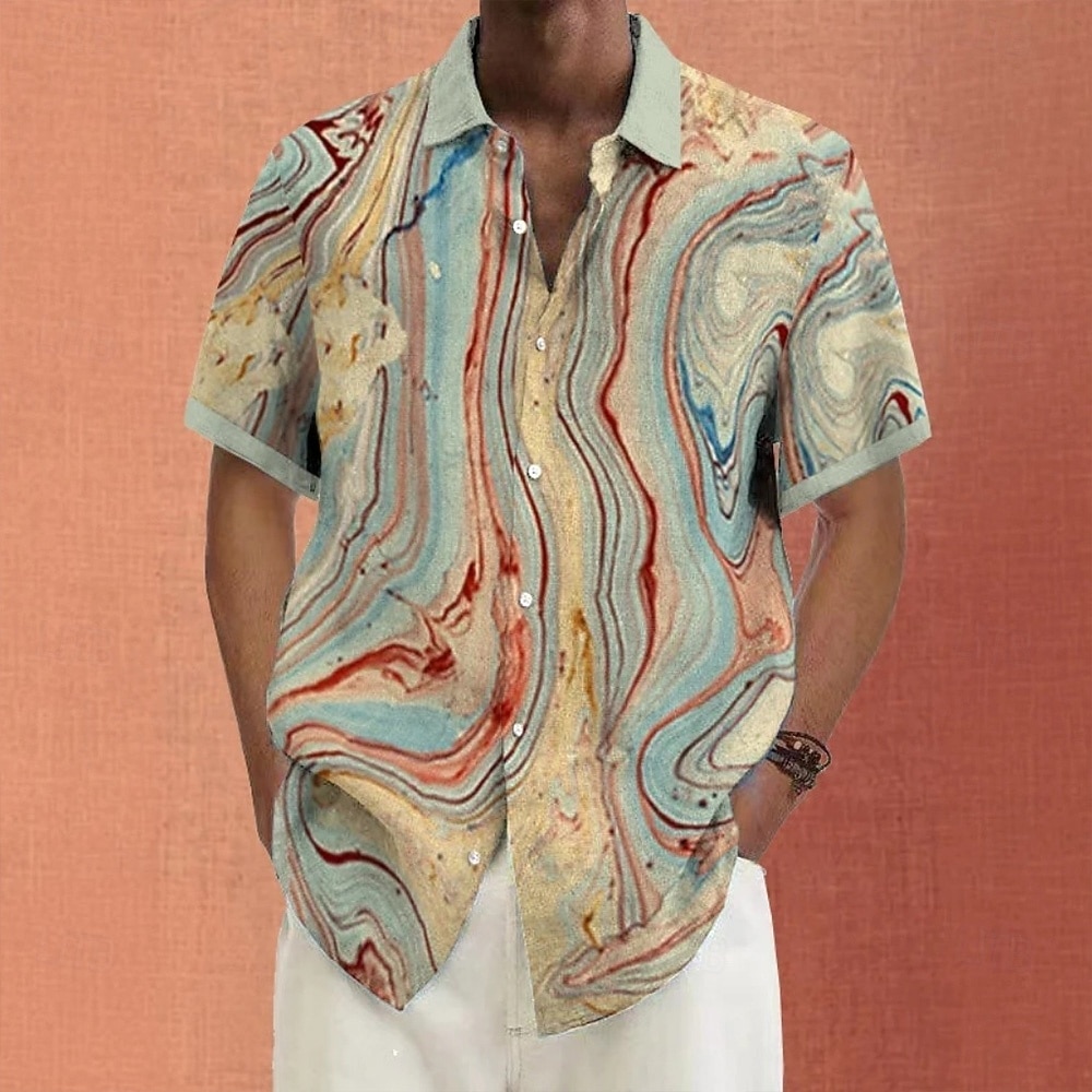 Per uomo Geometrico Marmo Arte astratta Camicia Camicia Estiva Camicia con Bottoni Manica Corta Moda Casual Abbigliamento casual alla moda Vacanza Ferie Estate Collo ripiegato Stampa 3D Una tasca del 2026 a $25.99 –P2