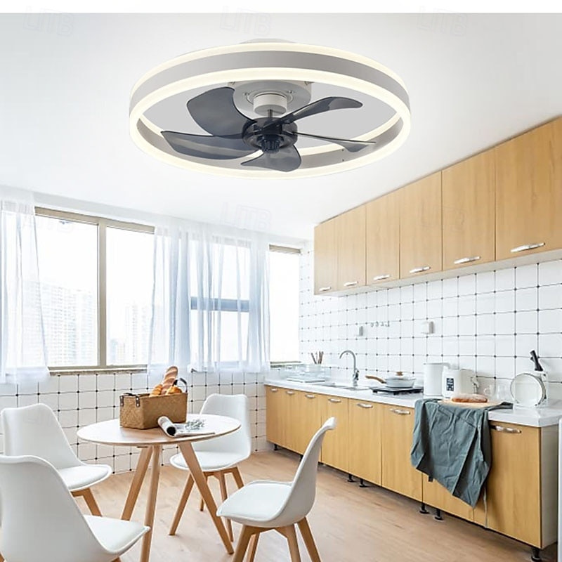 Intelligent Ceiling Fan with Light, Remote Control, Room Decoration, Fan Light, Invisible air Blade, Silent Fan 2025 - $211.59 –P3
