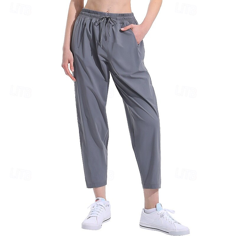 Women's fitness pants Pilates Pants Yoga Pants Drawstring with Pockets Lightweight High Waist Pilates Gym Zumba Bottoms Green Light Grey Gray Modal Fall Sports Activewear Micro-elastic Loose Fit 2025 - $52.99 –P5
