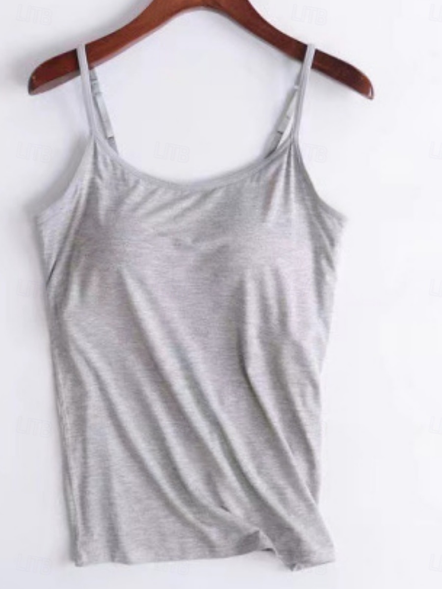 Dame Camisole Tank Top Helfarge Daglig Fritid Ermeløs Med stropper Vanlige topper Daglig Svart Hvit Rosa Lilla Fuksia Sommer 2025 - $15.99 –P5