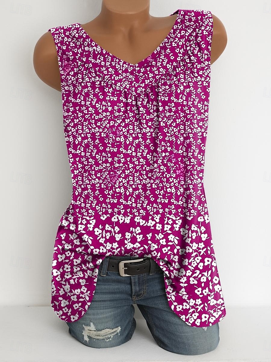 Femmes Débardeur caraco Fleuri Graphique ancien Élégant Occasionnel Sans manches Col en V Hauts Longs Quotidien Imprimé Rouge Bleu Violet Vert Été Printemps de 2025 ? $23.99 –P5