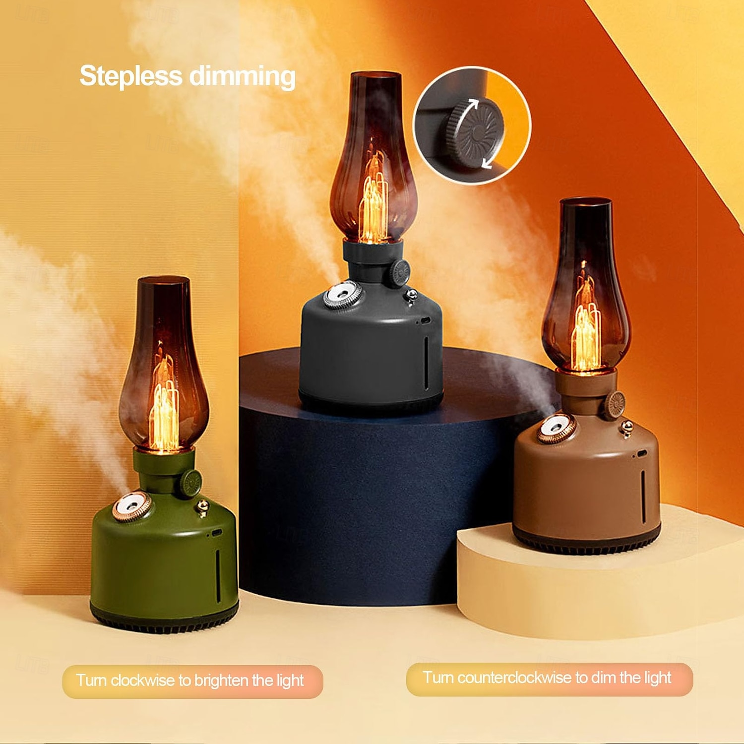 1 Pc Vintage Kerosene Lamp Humidifier 260ml Capacity Quiet Humidifier with 2 Mist Settings Stepless Dimming Night Light for Home Bedroom 2025 - $27.99 –P4