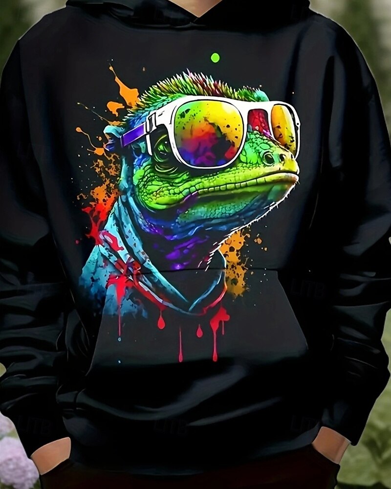 Gutt 3D Dinosaur Hattetrøje Langermet Vår Høst Mote Gatemote Barn 4-12 år Med hette utendørs Avslappet Daglig Normal 2025 - $18.99 –P3