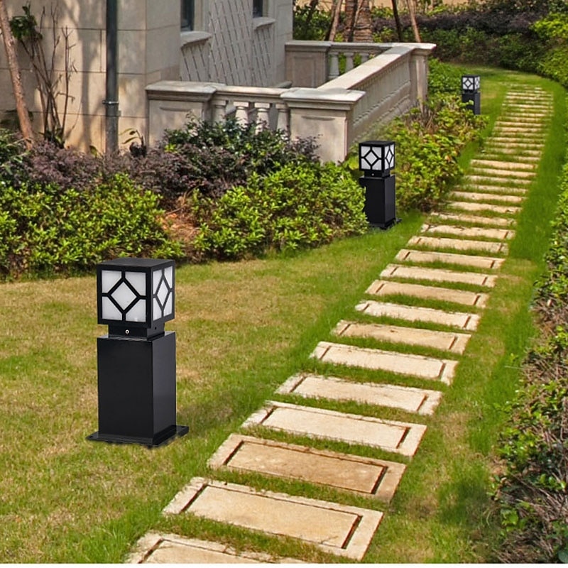 Lámpara de poste para exteriores, moderna lámpara de columna para entrada de patio, carcasa de metal, 110-240 V, 5 W 2025 - $160.99 –P13