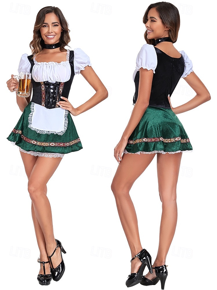 Oktoberfest Mini Sukienka Dirndl Pokojówka Seksowny bawarski Alpejski Łąki Damskie Impreza Festiwal Piwa Tkanina w stylu tradycyjnym (30 cm) 2026 - $37.99 –P6