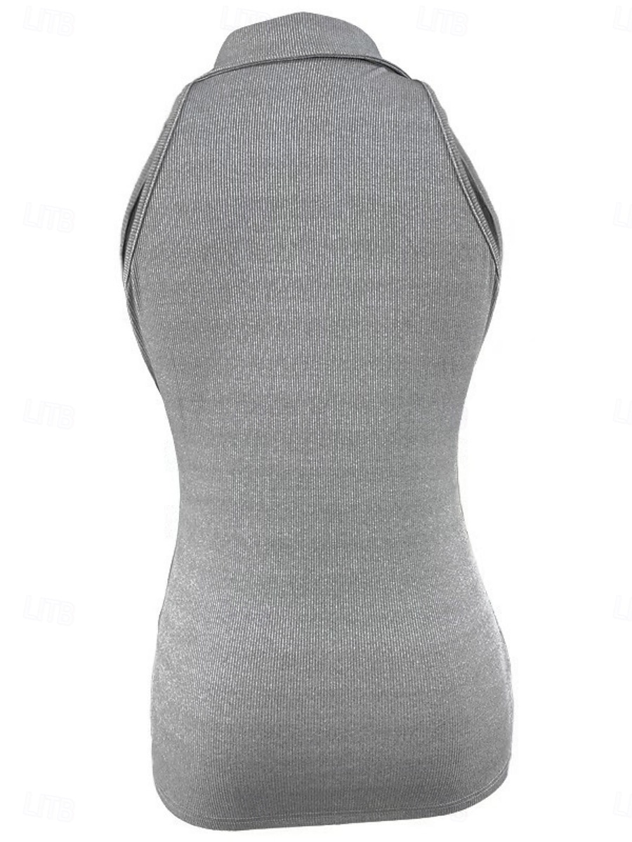 Pentru femei Camisole Tank Top Culoare solidă Modern Casual Fără manșon Guler Cămașă Topuri obișnuite Zilnic Fermoar Negru Roșu Vin Albastru piscină Maro Trifoi Vară 2025 - $15.99 –P10
