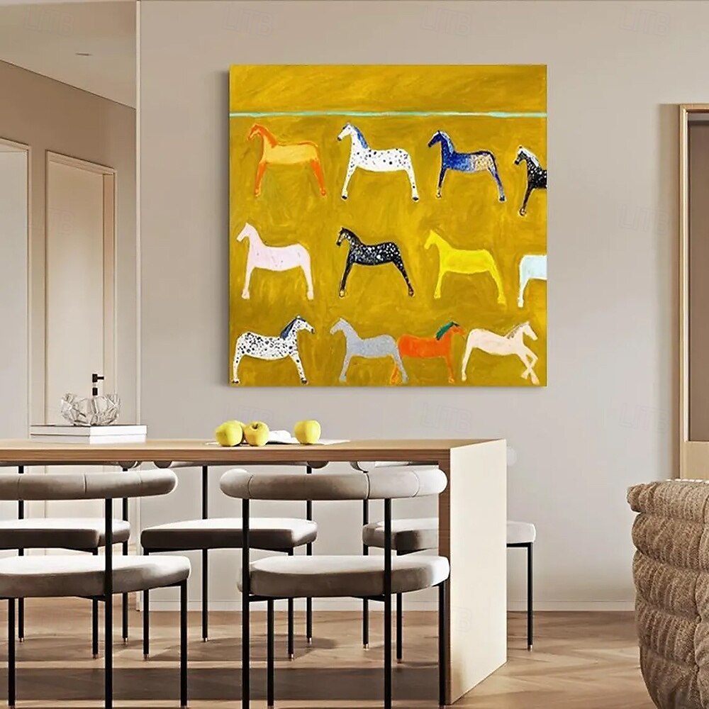 Mintura Handmade Yellow Horse Oil Paintings On Canvas Wall Art Decoration Modern Abstract Animals Picture For Home Decor Rolled Frameless Unstretched Painting 2025 - $116.99 –P4