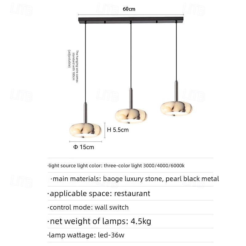 Hochwertige Pendelleuchte aus durchscheinendem Marmor, ideal für Schlafzimmer, Wohnzimmer &Essen 2025 - $195.99 –P7