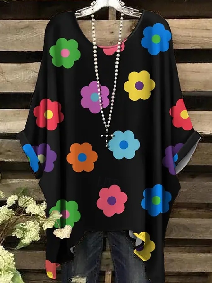 Női Boho ing Grafika Mértani Absztrakt Elegáns Csehország Aktív Rövid ujjú Denevérujj Terített nyak Normál felsők Napi Szabadság Strandruházat Fekete Fehér Arcpír rózsaszín Barna Nyár Tavasz 2025 - $22.99 –P4