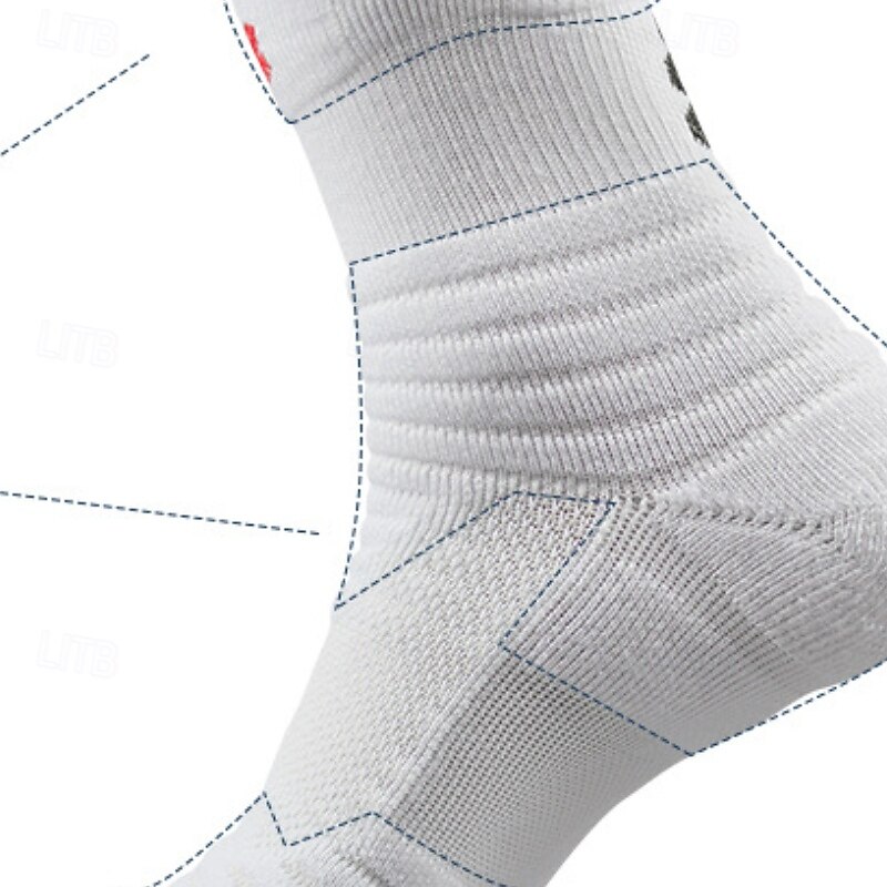 1 par de calcetines de senderismo para hombre, deportivos, transpirables, antiampollas, que absorben el sudor, acolchados, para exteriores, de un cuarto de tripulación, con parches de poliéster, negros, blancos y grises para correr 2025 - $7.49 –P7