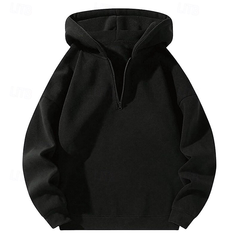 Per uomo Felpa con cappuccio Felpa con cappuccio e zip corta Felpa con cappuccio in pile Nero Grigio Con Cappuccio Mezza zip Semplice Con zip Zip a un quarto Sport & Outdoor Casuale Quotidiano del 2025 a $27.99 –P2