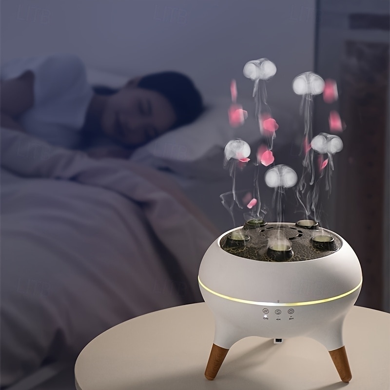 3D Dynamic Jellyfish Cloud Mushroom Dance Spray Aromatherapy Machine Desktop Flame Humidifier Household Heavy Fog Colorful Light Remote Control Equipped With Five Motors For Gift Giving Family Office 2025 - $73.99 –P1