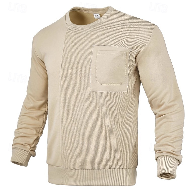 Homme Sweat-shirt Pull Noir Blanche Beige Gris Col ras du cou Uni Texturé Sport & Loisir Occasionnel Quotidien Streetwear Frais Designer Printemps & Automne Vêtement Tenue Pulls Capuche Pulls de 2025 ? $23.99 –P1