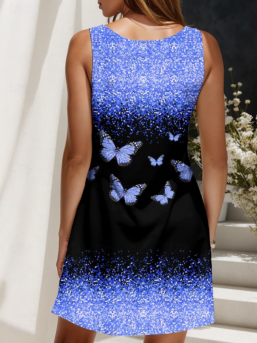 Pentru femei Rochie Mini Rochie de Vară Rochie A line Rochie cu umeri Vacanță Casual Zilnic Concediu Plajă Fit regulat Ombre Grafic Fluture Fără manșon Stil Nautic Alb Galben Roz Îmbujorat Roșu-aprins 2025 - $21.99 –P2