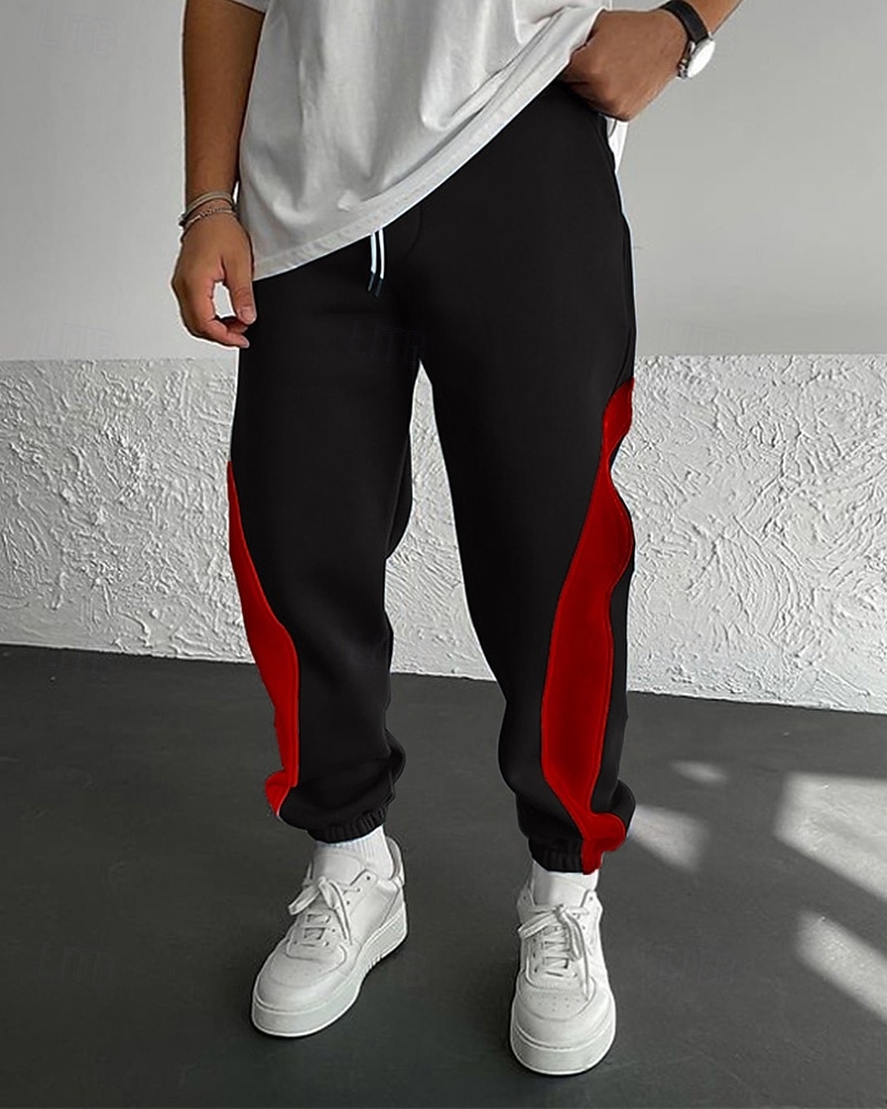 Men's Sweatpants Joggers Athletic Pants Trousers Drawstring Pocket Elastic Waist Color Block Comfort Daily Sports Outdoor Fashion Casual Blue Black / Red Micro-elastic 2026 - $25.99 –P7