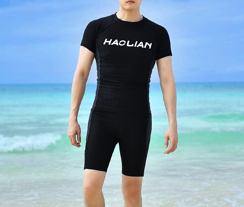 Miesten Rashguard-uimapuku UPF50+ Nopea kuivuminen Lyhythihainen Uima-asut Uimapuku 2-osainen Uinti Lainelautailu Tilkkutäkki Kesä 2025 - $28.79 –P5