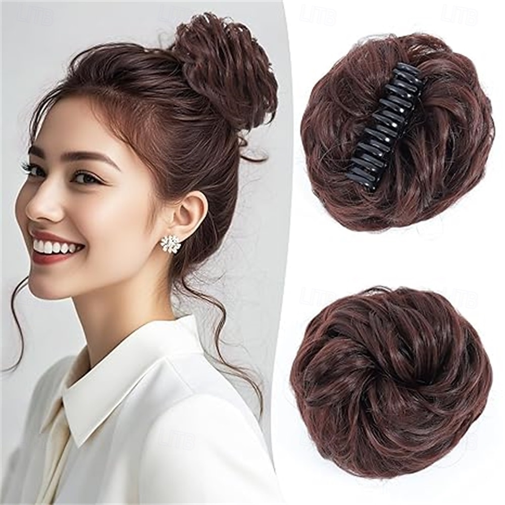 Messy Bun Hair Piece Wavy Claw Clip Messy Bun Hair Clip Synthetic Fake Buns Hairs Extensions Soft hairs buns Hairpieces for Women Daily Wear 2025 - $9.49 –P9