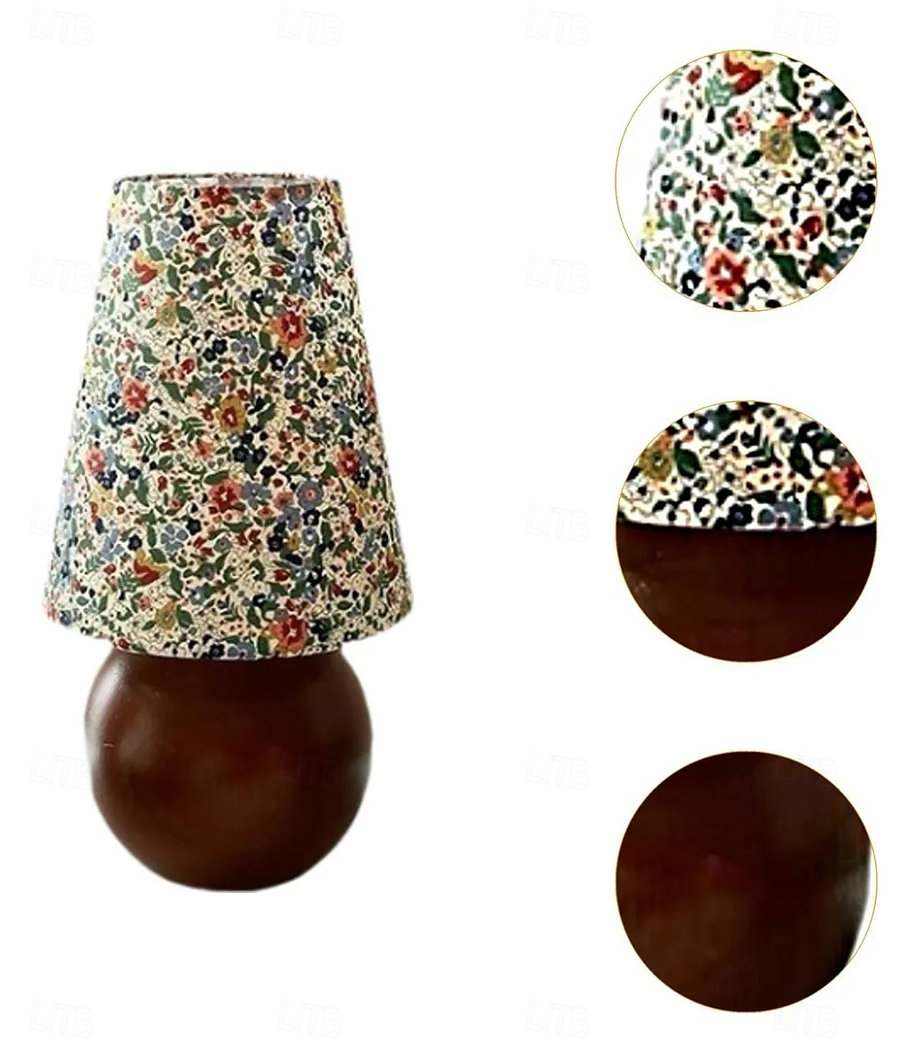 Abajur redondo com estampa floral pastoral francesa tradicional, base de madeira maciça, 1 luminária de mesa para quarto de 2025 por $84.99 –P3